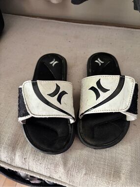 Hurley Kids Black and White Velcro Slide Sandals